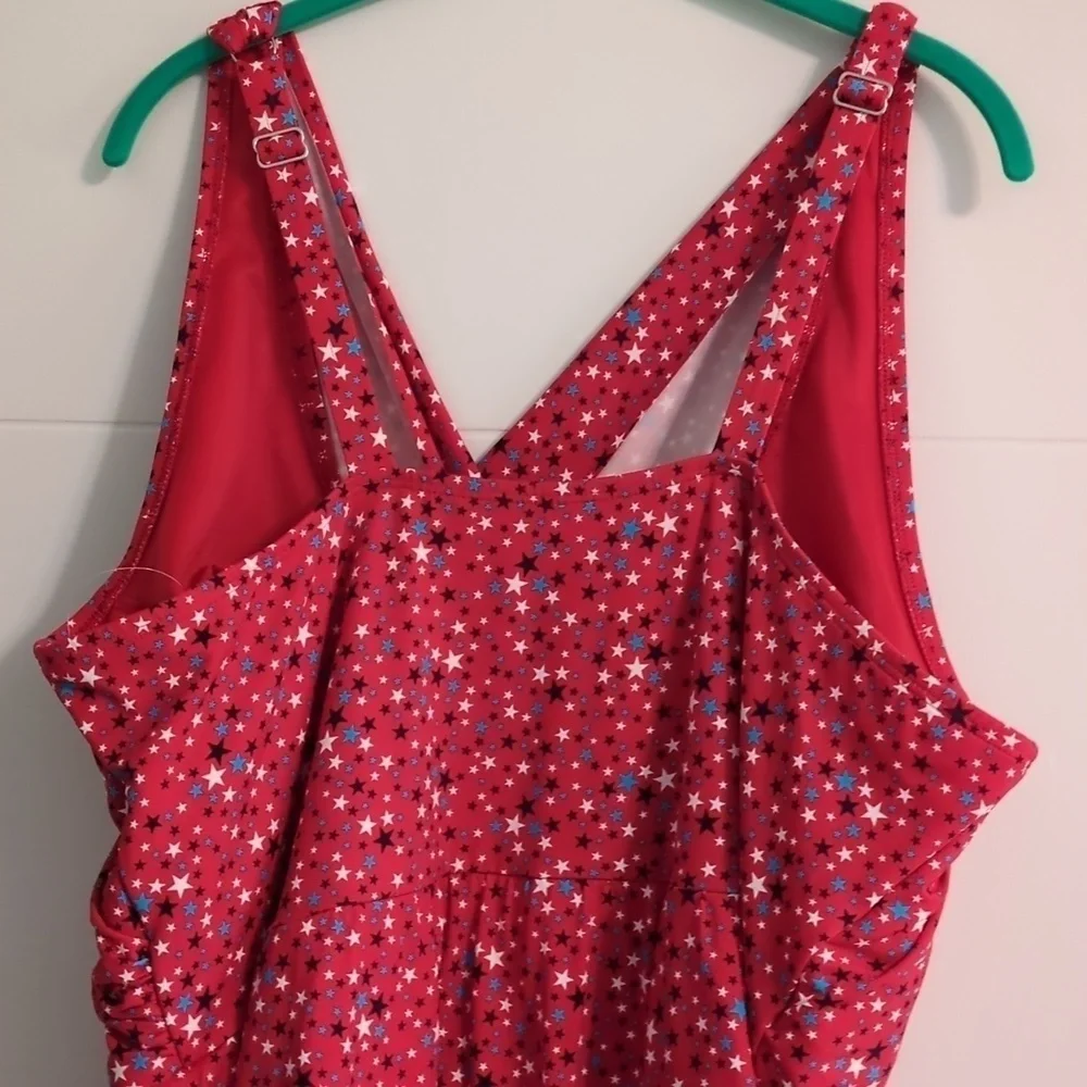 Land's End Patriotic print chlorine resistant surplice swimwear dress 26W